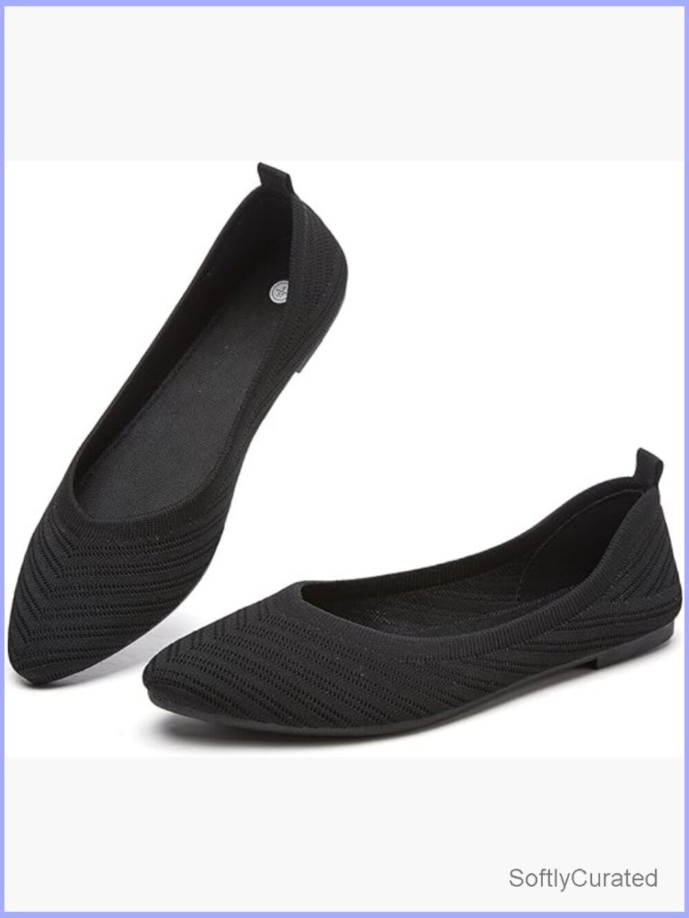 Pointed Toe Ballet Flats Foldable Mesh Knit Office Commuting Travel Shoes